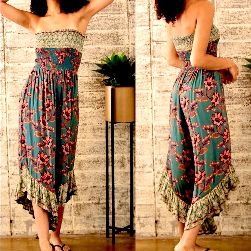 Sale SMOCK TOP with WIDE LEG JUMPSUIT - Picture 2 of 8
